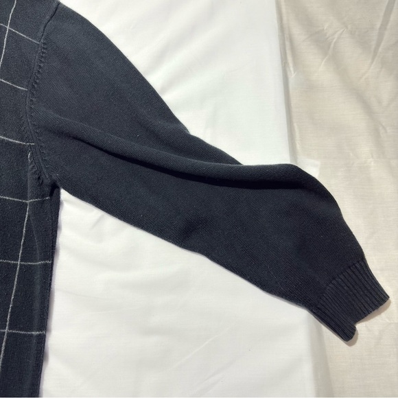 Vintage Austin Reed London Men's Navy Blue Geometric 1/4 Zip Sweater 2XL - Picture 10 of 14